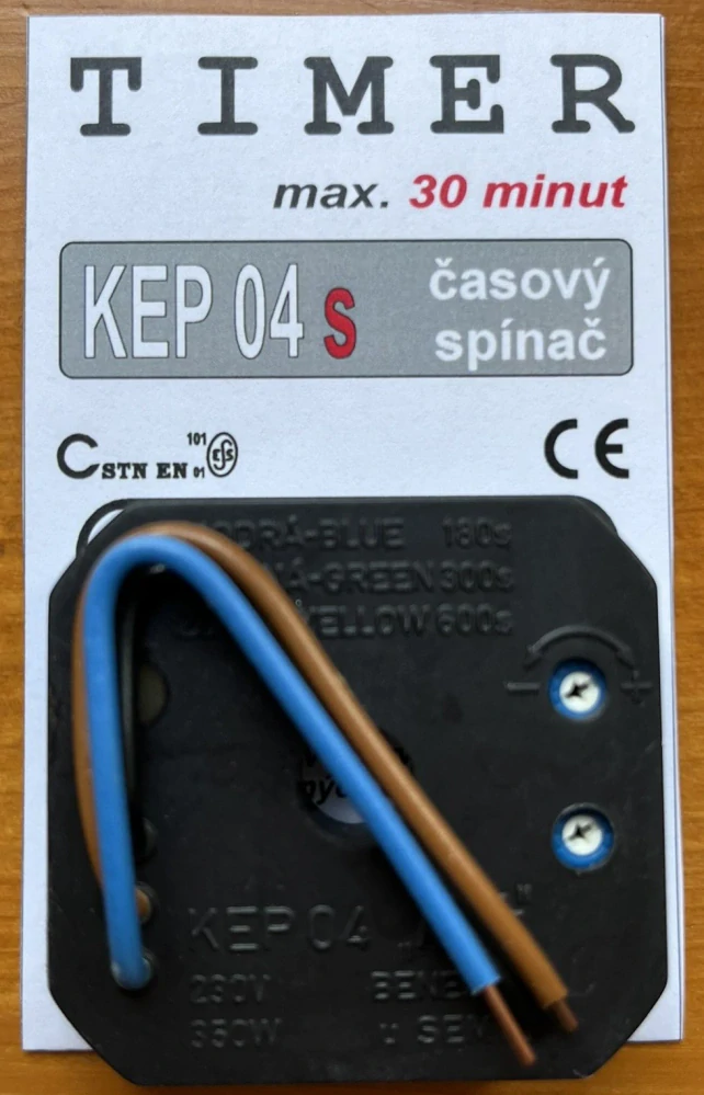 Časový spínač KEP 04s - je určen k zapínání a vypínání ventilátoru v koupelně nebo na WC
